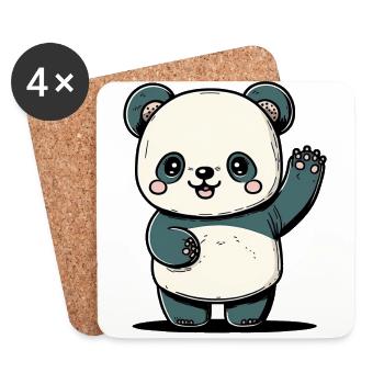 Kawaii Panda, to love - Coasters (set of 4) - white - Front