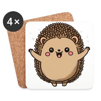 Kawaii Igel, für Wehrhafte - Untersetzer (4er-Set) - Weiß - Vorne