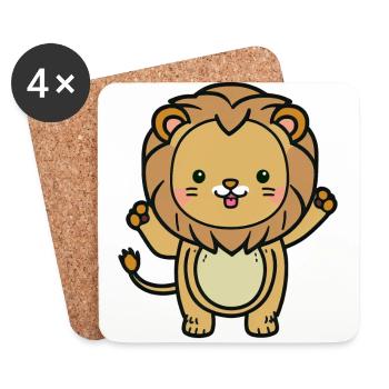 Kawaii Lion, pour les personnalités fortes - Dessous de verre (lot de 4) - blanc - Devant