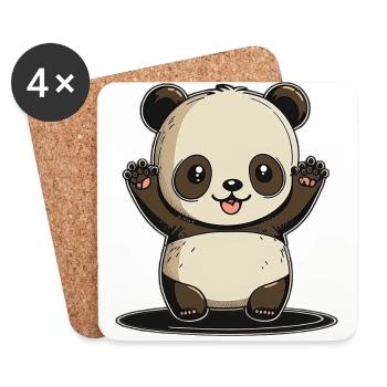 Kawaii Panda, to love - Coasters (set of 4) - white - Front