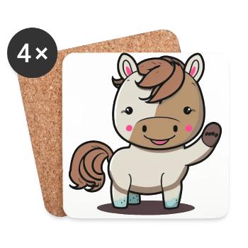 Kawaii horse, for proud riders - Coasters (set of 4) - white - Front