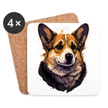 Officiel Post Corgi - Dessous de verre (lot de 4) - blanc - Devant