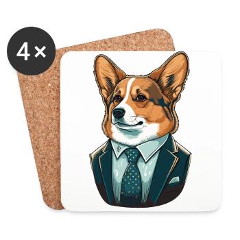 Rechtsanwaltsanzug Corgi - Untersetzer (4er-Set) - Weiß - Vorne