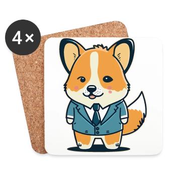 Cartoon Corgi Hund - Untersetzer (4er-Set) - Weiß - Vorne