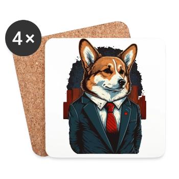 Elegant Corgi Art in Suit - Coasters (set of 4) - white - Front
