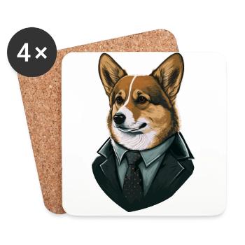 Dedective Corgi Art Illustration - Coasters (set of 4) - white - Front