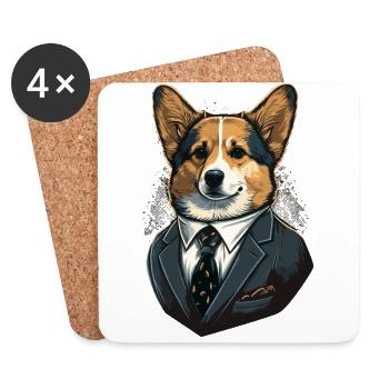 Ordentlicher Corgi im Anzug - Untersetzer (4er-Set) - Weiß - Vorne