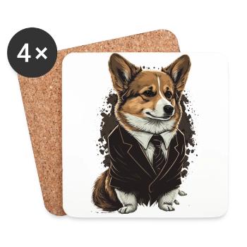 Brown Eyed vintage Corgi Dog Art - Dessous de verre (lot de 4) - blanc - Devant