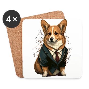 Corgi Hund - Untersetzer (4er-Set) - Weiß - Vorne