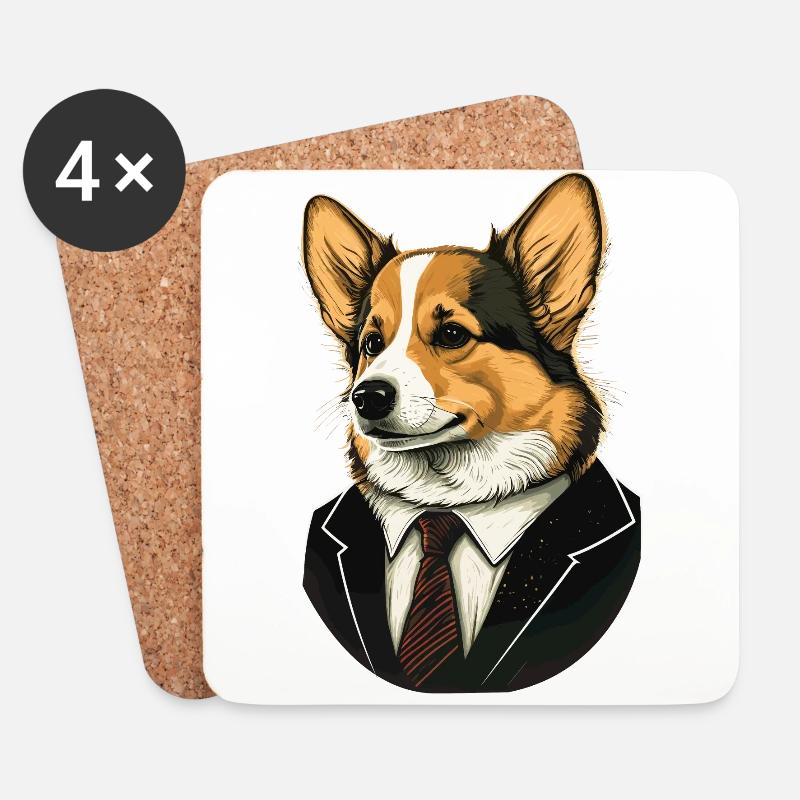 Intelligenter Corgi Hund - Untersetzer (4er-Set) - Weiß