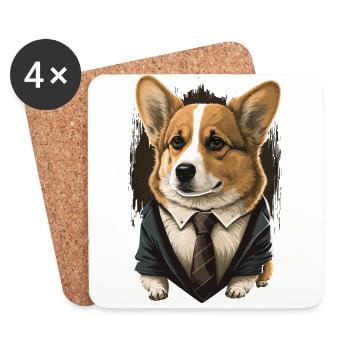 Kurzer süßer Corgi - Untersetzer (4er-Set) - Weiß - Vorne