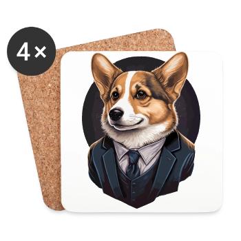 Chien Corgi parfait - Dessous de verre (lot de 4) - blanc - Devant