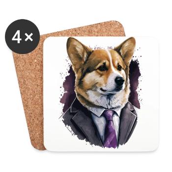 Fasionable eleganter Corgi - Untersetzer (4er-Set) - Weiß - Vorne