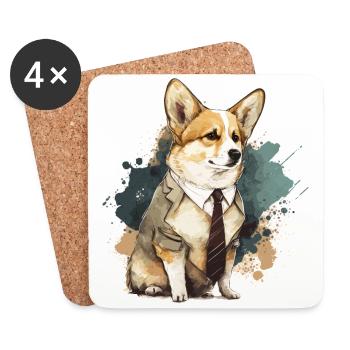 Corgi im weißen Anzug - Untersetzer (4er-Set) - Weiß - Vorne
