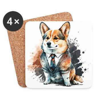 Poux animal de compagnie Corgi Dog - Dessous de verre (lot de 4) - blanc - Devant