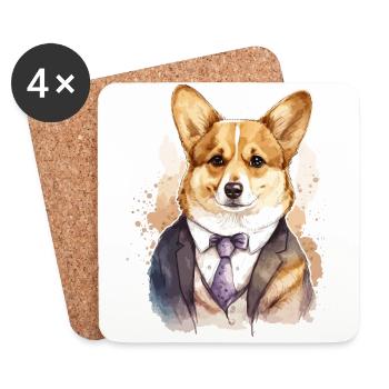 Corgi Charmanter Hund - Untersetzer (4er-Set) - Weiß - Vorne