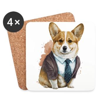 Entzückende Corgi Aquarellkunst - Untersetzer (4er-Set) - Weiß - Vorne