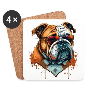 Robust aussehende Bulldogge - Untersetzer (4er-Set) - Weiß - Vorne