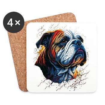 Bulldog Looking Up - Coasters (set of 4) - white - Front