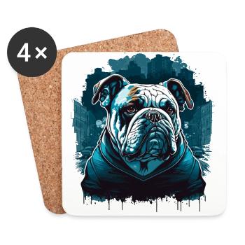 Bulldog déguisé - Dessous de verre (lot de 4) - blanc - Devant