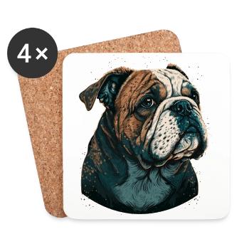 Adorable bouledogue - Dessous de verre (lot de 4) - blanc - Devant