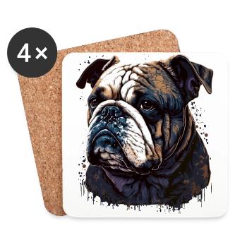 Dog Breed Bulldog - Coasters (set of 4) - white - Front