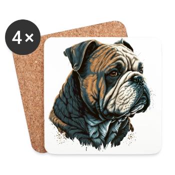 Art du bouledogue - Dessous de verre (lot de 4) - blanc - Devant