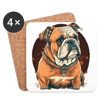 Kurze Bulldogge - Untersetzer (4er-Set) - Weiß - Vorne