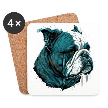 Bored Face Buldog - Dessous de verre (lot de 4) - blanc - Devant