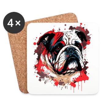 Red Bulldog Art - Dessous de verre (lot de 4) - blanc - Devant