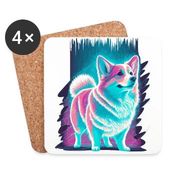 Glowing Corgi - Coasters (set of 4) - white - Front