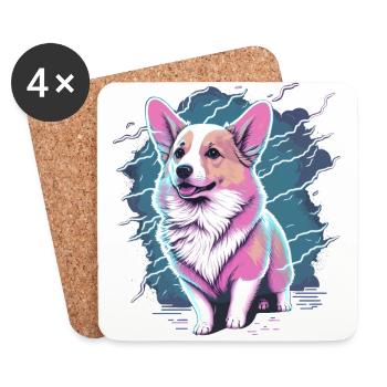 Electrifying Corgi Style - Coasters (set of 4) - white - Front