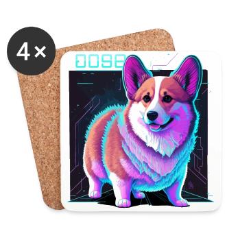 Cyber Corgi - Coasters (set of 4) - white - Front
