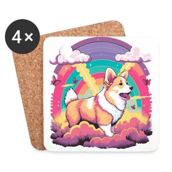 Corgi in Rainbow - Coasters (set of 4) - white - Front