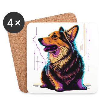 Cool aussehender Vaporwave Corgi - Untersetzer (4er-Set) - Weiß - Vorne