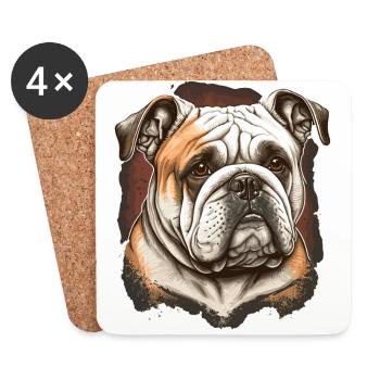 Vintage Bulldog - Untersetzer (4er-Set) - Weiß - Vorne