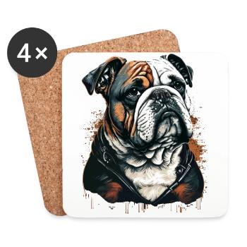 Bouledogue à visage potelé - Dessous de verre (lot de 4) - blanc - Devant