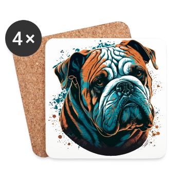 Bouledogue timide - Dessous de verre (lot de 4) - blanc - Devant