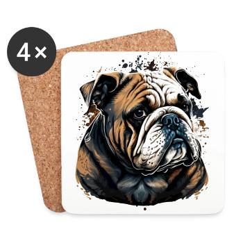 Ruhige Blicke Bulldogge - Untersetzer (4er-Set) - Weiß - Vorne