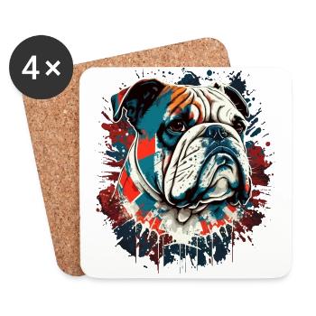Bunte Bulldogge - Untersetzer (4er-Set) - Weiß - Vorne