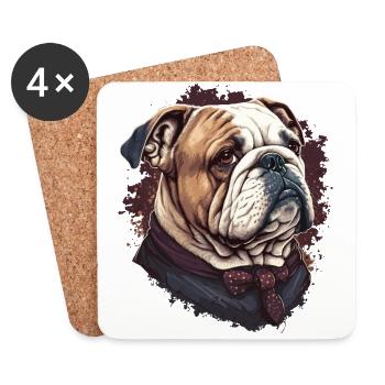 Elegante Bulldogge - Untersetzer (4er-Set) - Weiß - Vorne