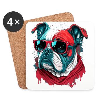 Cool sur Red Bulldog - Dessous de verre (lot de 4) - blanc - Devant
