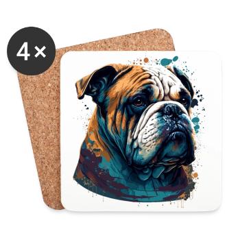 Unhappy Bulldog - Coasters (set of 4) - white - Front