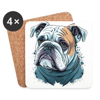 Hungrige Bulldogge - Untersetzer (4er-Set) - Weiß - Vorne