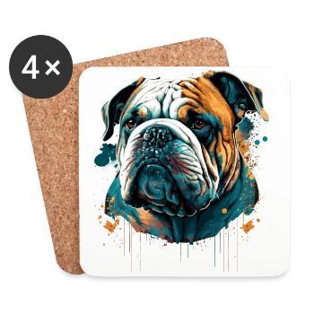 Still Face Bulldog - Coasters (set of 4) - white - Front