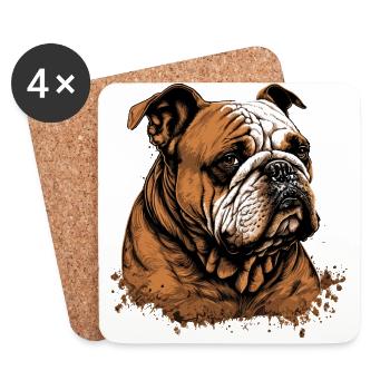 Schläfrige Bulldogge - Untersetzer (4er-Set) - Weiß - Vorne