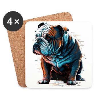 Angry Bulldog - Coasters (set of 4) - white - Front