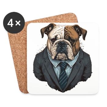 Bulldog à la recherche de stress - Dessous de verre (lot de 4) - blanc - Devant