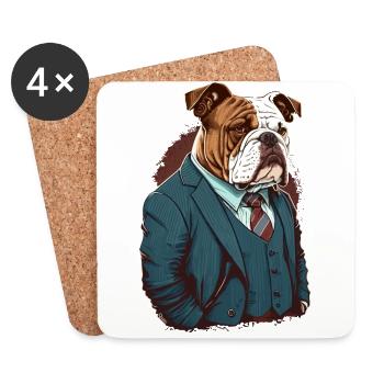 Fasionable Bulldog - Coasters (set of 4) - white - Front