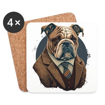 Behave Looking Bulldog - Coasters (set of 4) - white - Front